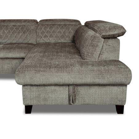 Coltar U Extensibil Tiago, Dreapta, 6 Locuri, Tetiere Reglabile, Gri Cremona330 Cm-01