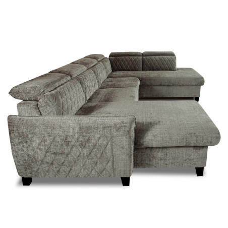 Coltar U Extensibil Tiago, Dreapta, 6 Locuri, Tetiere Reglabile, Gri Cremona330 Cm-01
