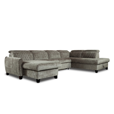 Coltar U Extensibil Tiago, Dreapta, 6 Locuri, Tetiere Reglabile, Gri Cremona330 Cm-01