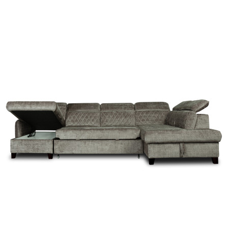 Coltar U Extensibil Tiago, Dreapta, 6 Locuri, Tetiere Reglabile, Gri Cremona330 Cm-01