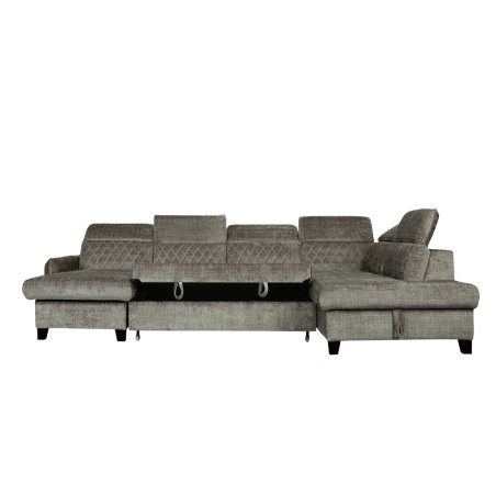 Coltar U Extensibil Tiago, Dreapta, 6 Locuri, Tetiere Reglabile, Gri Cremona330 Cm-01