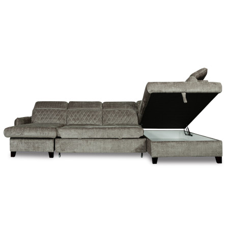 Coltar U Extensibil Tiago, Dreapta, 6 Locuri, Tetiere Reglabile, Gri Cremona330 Cm-01