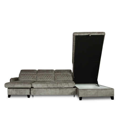 Coltar U Extensibil Tiago, Dreapta, 6 Locuri, Tetiere Reglabile, Gri Cremona330 Cm-01