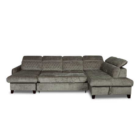 Coltar U Extensibil Tiago, Dreapta, 6 Locuri, Tetiere Reglabile, Gri Cremona330 Cm-01
