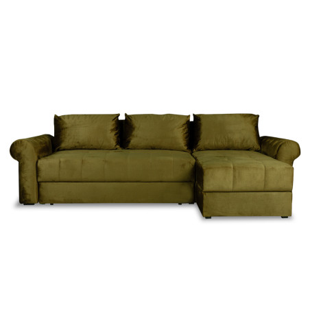 Coltar Extensibil Dreapta Trendy, 5 Locuri, Lada Depozitare, Verde, 275 Cm-01