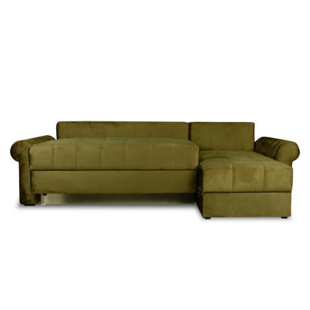 Coltar Extensibil Dreapta Trendy, 5 Locuri, Lada Depozitare, Verde, 275 Cm-01