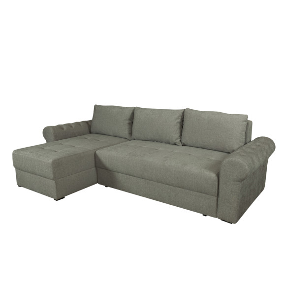 Coltar Extensibil Stanga Trendy, 5 Locuri, Lada Depozitare, Verde, 275 Cm