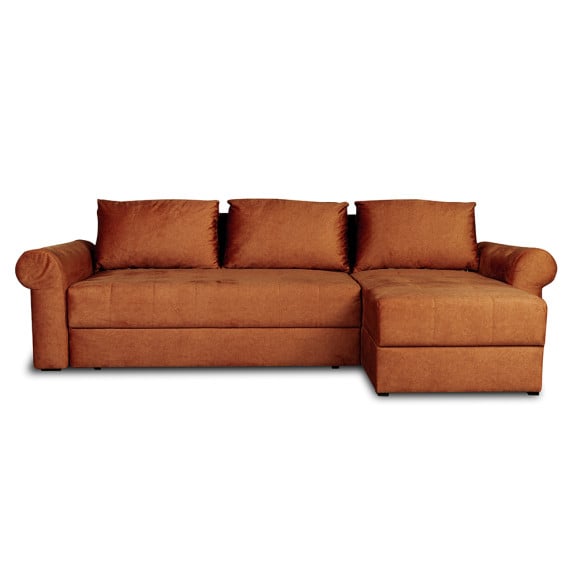 Coltar Extensibil Dreapta Trendy, 5 Locuri, Lada Depozitare, Portocaliu, 275 Cm