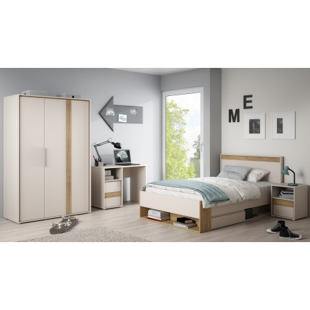 Noptiera Cu 1Sertar Waxala, Stejar Mauvella Si Nisip, 41.3 Cm-01