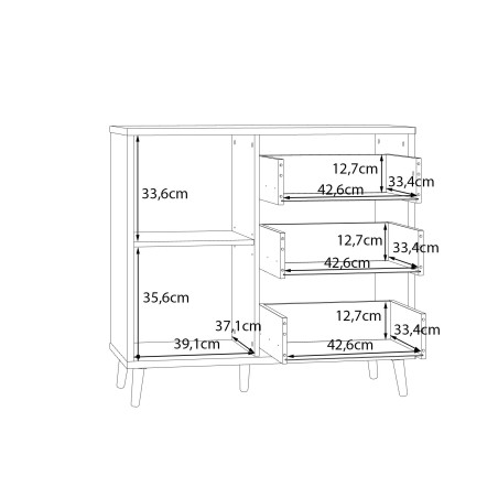 Comoda Waxala, Stejar Mauvella Si Nisip, 96.3 Cm-01