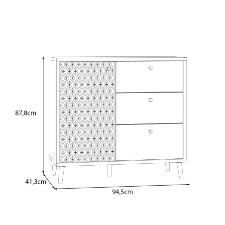 Comoda Waxala, Stejar Mauvella Si Nisip, 96.3 Cm-01