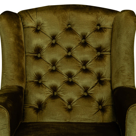 Fotoliu Chandler Capitonat, Verde Si Alb, 84 Cm-01