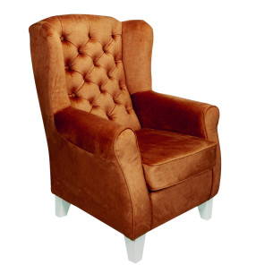 Fotoliu Chandler Capitonat, Terracotta Si Alb, 84 Cm