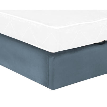 Pat Tapitat Ravel Junior, Dimensiune Saltea 90 x 200 Cm, Somiera Rabatabila Si Panou Dreapta, Albastru-01