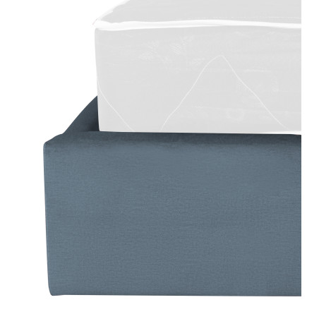 Pat Tapitat Ravel Junior, Dimensiune Saltea 90 x 200 Cm, Somiera Rabatabila Si Panou Dreapta, Albastru-01