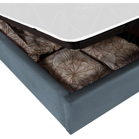Pat Tapitat Interschimbabil Ravel Junior Cu Somiera Rabatabila Si Panou, Albastru, Dimensiune Saltea 90 x 200 Cm-01