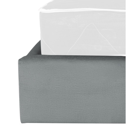 Pat Tapitat Interschimbabil Ravel Junior Cu Somiera Rabatabila Si Panou, Gri, Dimensiune Saltea 90 x 200 Cm-01