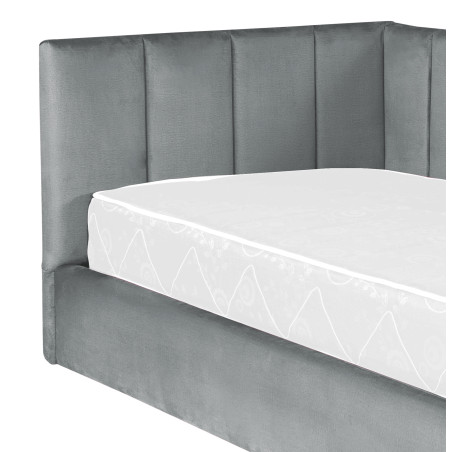 Pat Tapitat Ravel Junior Dimensiune Saltea 90 x 200 Cm, Cu Somiera Rabatabila Si Panou, Gri-01