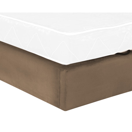 Pat Tapitat Ravel Junior, Dimensiune Saltea 90 x 200 Cm, Cu Somiera Rabatabila Si Panou, Maro-01