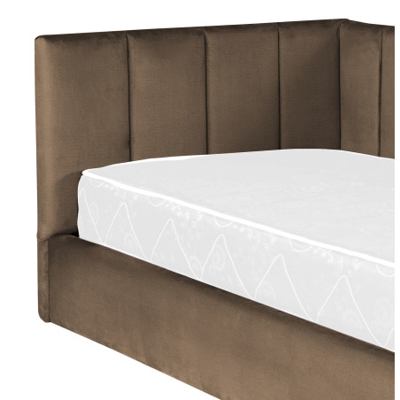 Pat Tapitat Ravel Junior, Dimensiune Saltea 90 x 200 Cm, Cu Somiera Rabatabila Si Panou, Maro-01