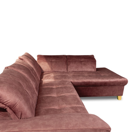 Coltar Extensibil Cu Otoman Mic Dreapta Sevilia Lux, 5 Locuri, Tetiere Reglabile, Roz Prafuit Inchis, 280 Cm-01