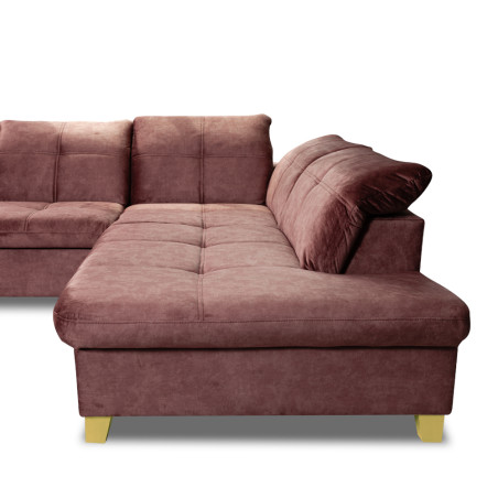 Coltar Extensibil Cu Otoman Mic Dreapta Sevilia Lux, 5 Locuri, Tetiere Reglabile, Roz Prafuit Inchis, 280 Cm-01