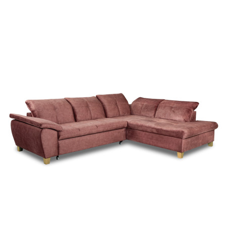 Coltar Extensibil Cu Otoman Mic Dreapta Sevilia Lux, 5 Locuri, Tetiere Reglabile, Roz Prafuit Inchis, 280 Cm-01