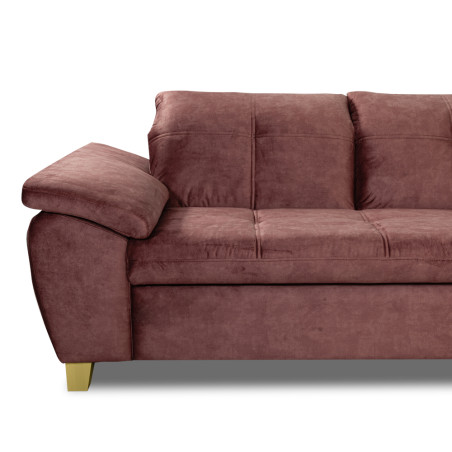 Coltar Extensibil Cu Otoman Mic Dreapta Sevilia Lux, 5 Locuri, Tetiere Reglabile, Roz Prafuit Inchis, 280 Cm-01