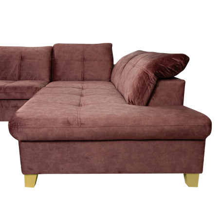 Coltar Extensibil Cu Otoman Mic Dreapta Sevilia Lux, 5 Locuri, Tetiere Reglabile, Roz Prafuit Inchis, 280 Cm-01