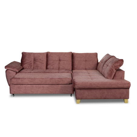 Coltar Extensibil Cu Otoman Mic Dreapta Sevilia Lux, 5 Locuri, Tetiere Reglabile, Roz Prafuit Inchis, 280 Cm-01
