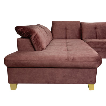Coltar Extensibil Cu Otoman Mic Stanga Sevilia Lux, 5 Locuri, Tetiere Reglabile, Roz, Terra 63, 280 Cm-01