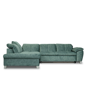 Coltar Extensibil Cu Otoman Mic Stanga Sevilia Lux, 5 Locuri, Tetiere Reglabile, Albastru, 280 Cm