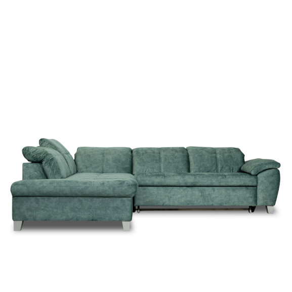 Coltar Extensibil Cu Otoman Mic Stanga Sevilia Lux, 5 Locuri, Tetiere Reglabile, Albastru, 280 Cm