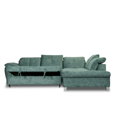 Coltar Extensibil Cu Otoman Mic Dreapta Sevilia Lux, 5 Locuri, Tetiere Reglabile, Verde Petrol, 280 Cm-01