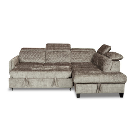 Coltar Extensibil Cu Otoman Dreapta Cu Lada Tiago, Maro, 5 Locuri, Tetiere Reglabile, Colonial, 255 Cm Cremona 24-01