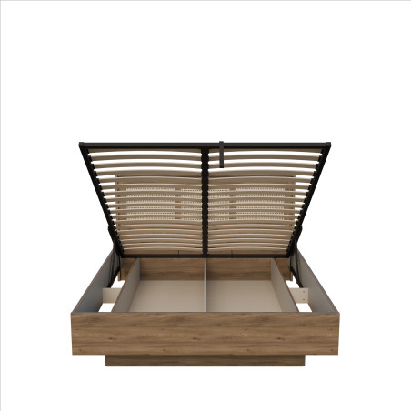 Pat Cu Somiera Rabatabila Glowkiss, Stejar Valencia Si Ratan Natural, Dimensiune Saltea 140 x 200 Cm149.9 Cm-01
