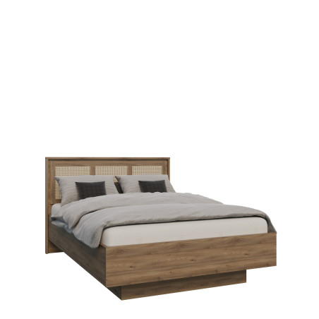 Pat Cu Somiera Rabatabila Glowkiss, Stejar Valencia Si Ratan Natural, Dimensiune Saltea 140 x 200 Cm149.9 Cm-01