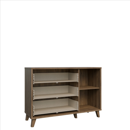 Comoda 1 Usa Si 3 Sertare Glowkiss, Stejar Valencia Si Ratan Natural, 119.5 Cm-01