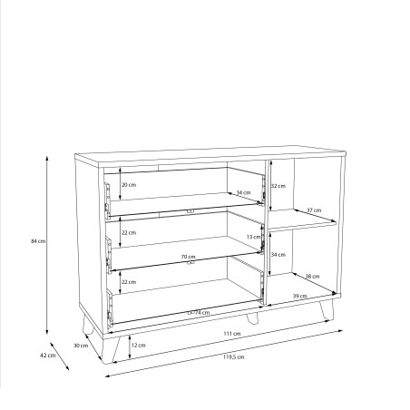 Comoda 1 Usa Si 3 Sertare Glowkiss, Stejar Valencia Si Ratan Natural, 119.5 Cm-01