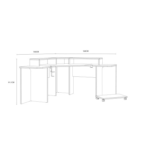 Birou Colt Gaming Trezorio, LED-uri RGB, Suport casti si suport bauturi,Negru Mat 160 Cm-01