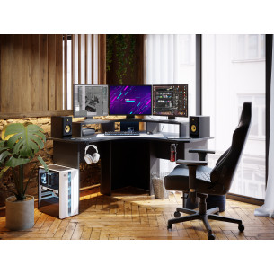 Birou Gaming Trezorio, LED RGB, Suport Casti Si Suport Bauturi, 130 Cm
