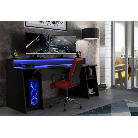 Birou Gaming Trezorio, Raft, LED-uri RGB, Suport Casti Si Suport Bauturi, 200 Cm-01