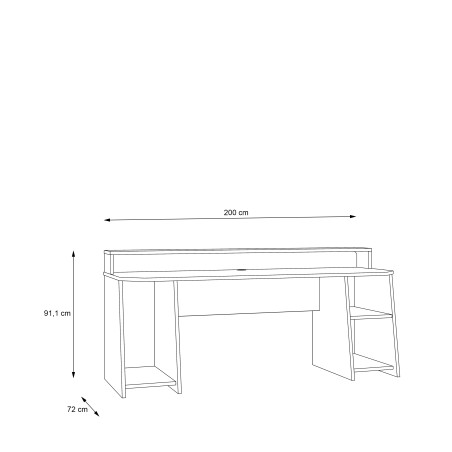 Birou Gaming Trezorio, Raft, LED-uri RGB, Suport Casti Si Suport Bauturi, 200 Cm-01