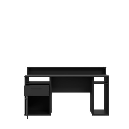 Birou Gaming Trezorio, LED RGB, Suport Casti Si Suport Bauturi, Negru Mat, 160 Cm-01