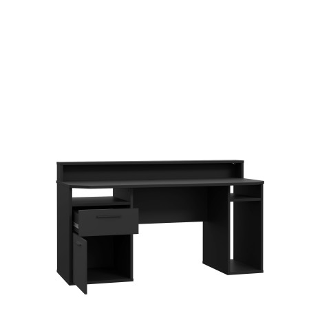 Birou Gaming Trezorio, LED RGB, Suport Casti Si Suport Bauturi, Negru Mat, 160 Cm-01