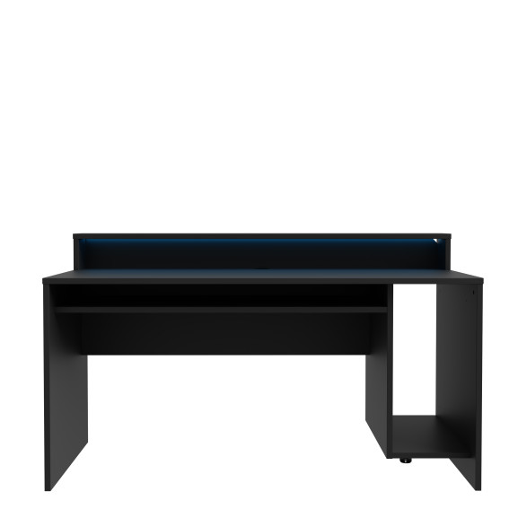 Birou Gaming Trezorio, LED-uri RGB, Negru Mat, 160 Cm