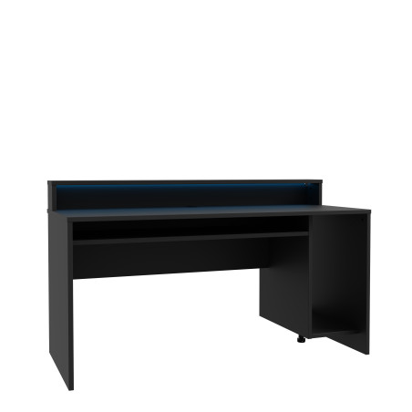 Birou Gaming Trezorio, LED-uri RGB, Negru Mat, 160 Cm-01