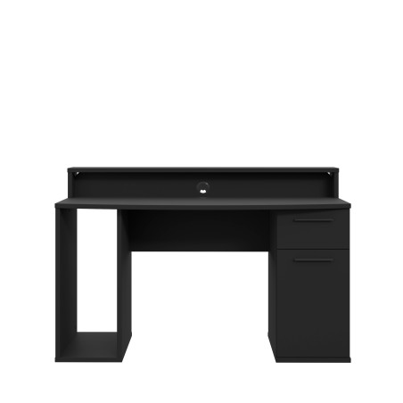 Birou Gaming Trezorio, LED-uri RGB, Negru Mat 140 Cm-01