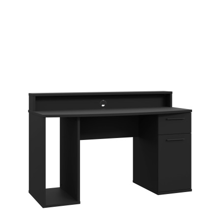 Birou Gaming Trezorio, LED-uri RGB, Negru Mat 140 Cm-01