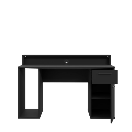 Birou Gaming Trezorio, LED-uri RGB, Negru Mat 140 Cm-01